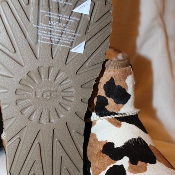 NIB UGG COW CALF HAIR MINI SHEARLING‎ LINED WINTER BOOTS BLACK CHESTNUT - Picture 8 of 8